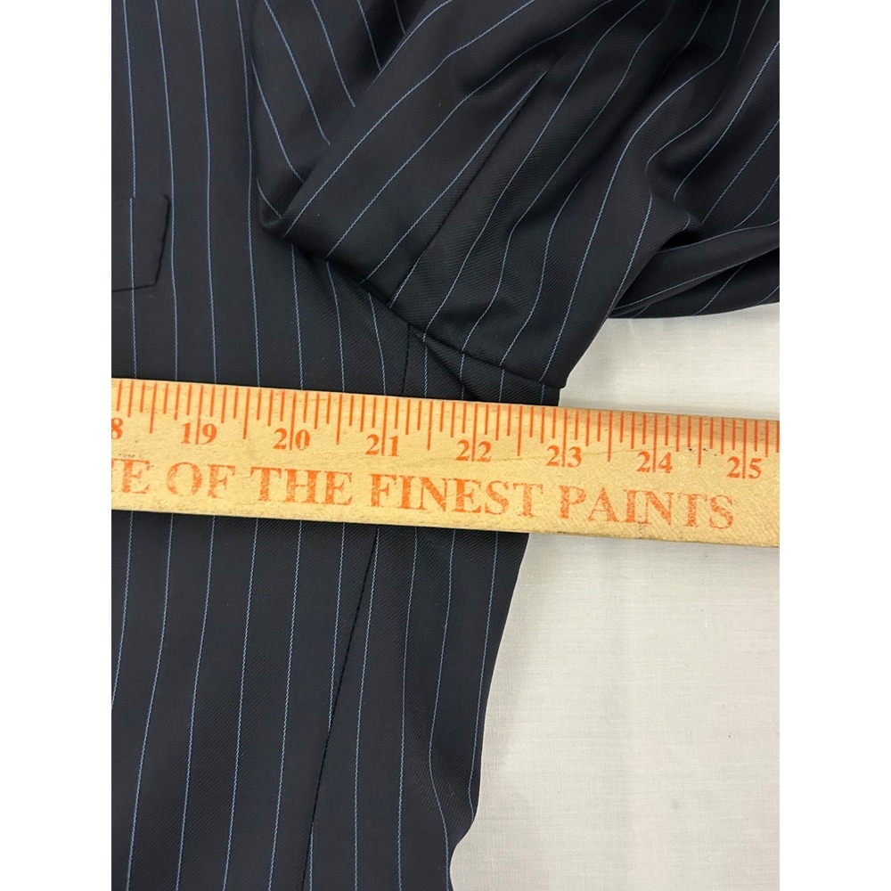 Nick Lopez Navy Blue Wool Pinstripe Pleated 2-Bt Suit Size 44R - Picture 14 of 16